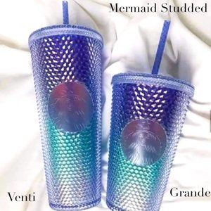 Starbucks Purple Aqua Ombre Studded Venti Tumbler Set - Mermaid  Edition NEW